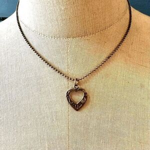Sterling silver open heart pendant necklace